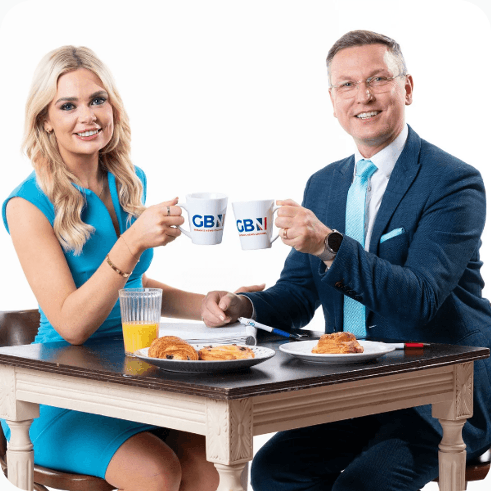 ellie costello and stephen dixon using the GBN Studio Mug