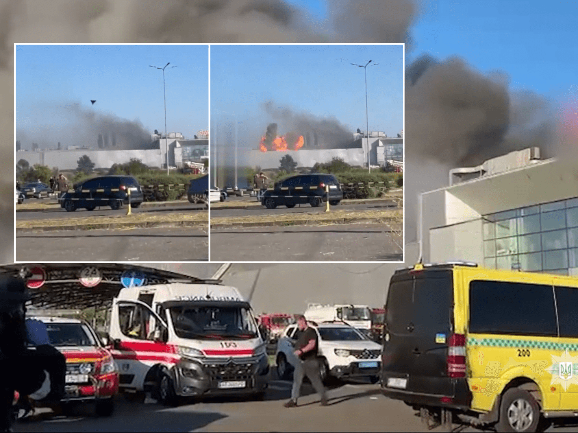 Emergency services respond to Russian drone strike