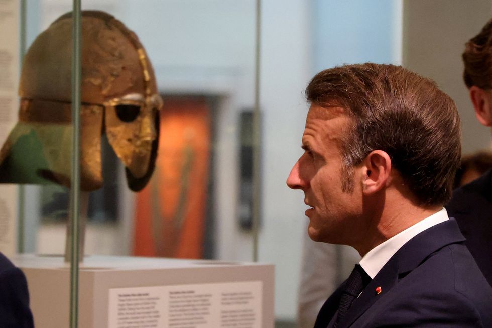 Emmanuel Macron and the Sutton Hoo helmet