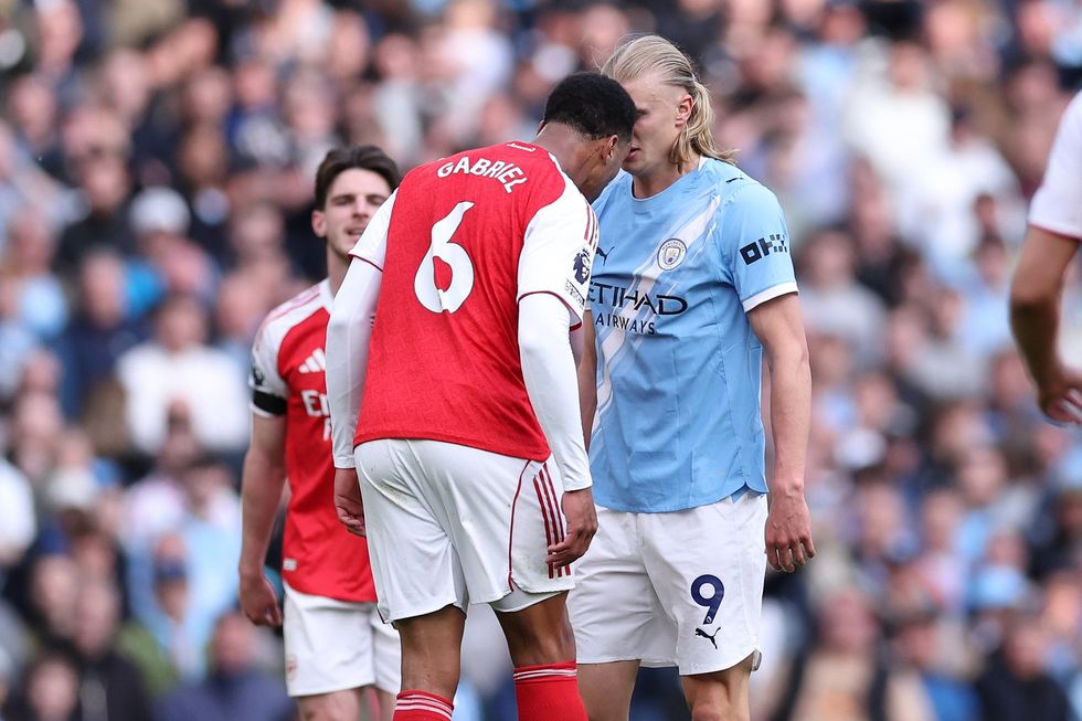 Erling Haaland and Gabriel went head to head during the match between Man City and Arsenal earlier this month
