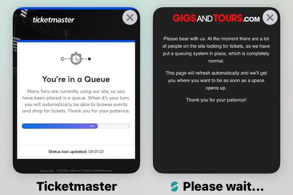 Error messages flashed up for Oasis fans during the scramble