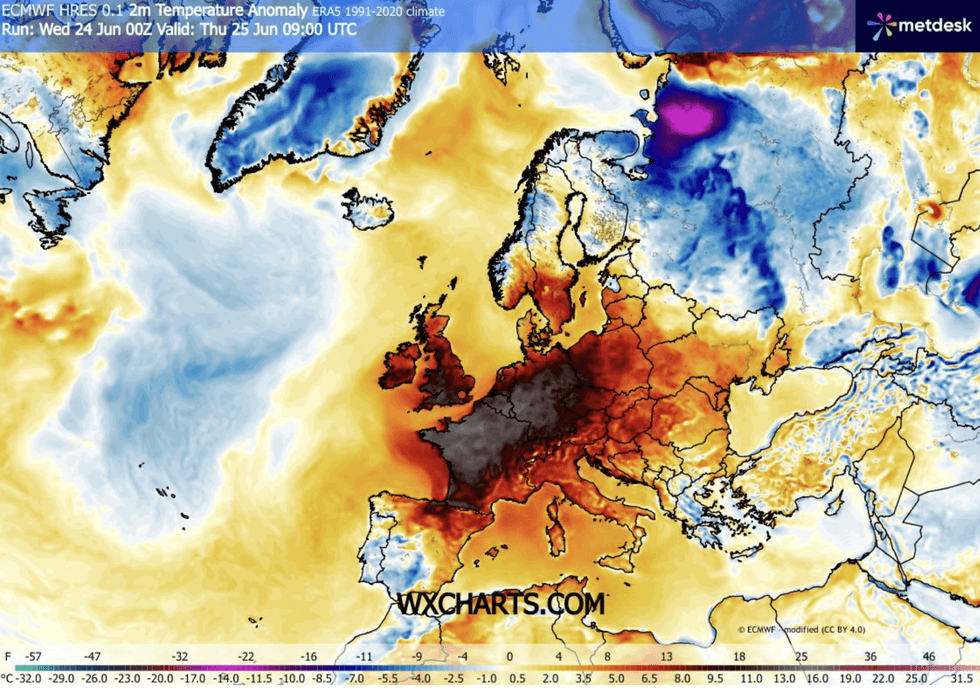 Europe weather map