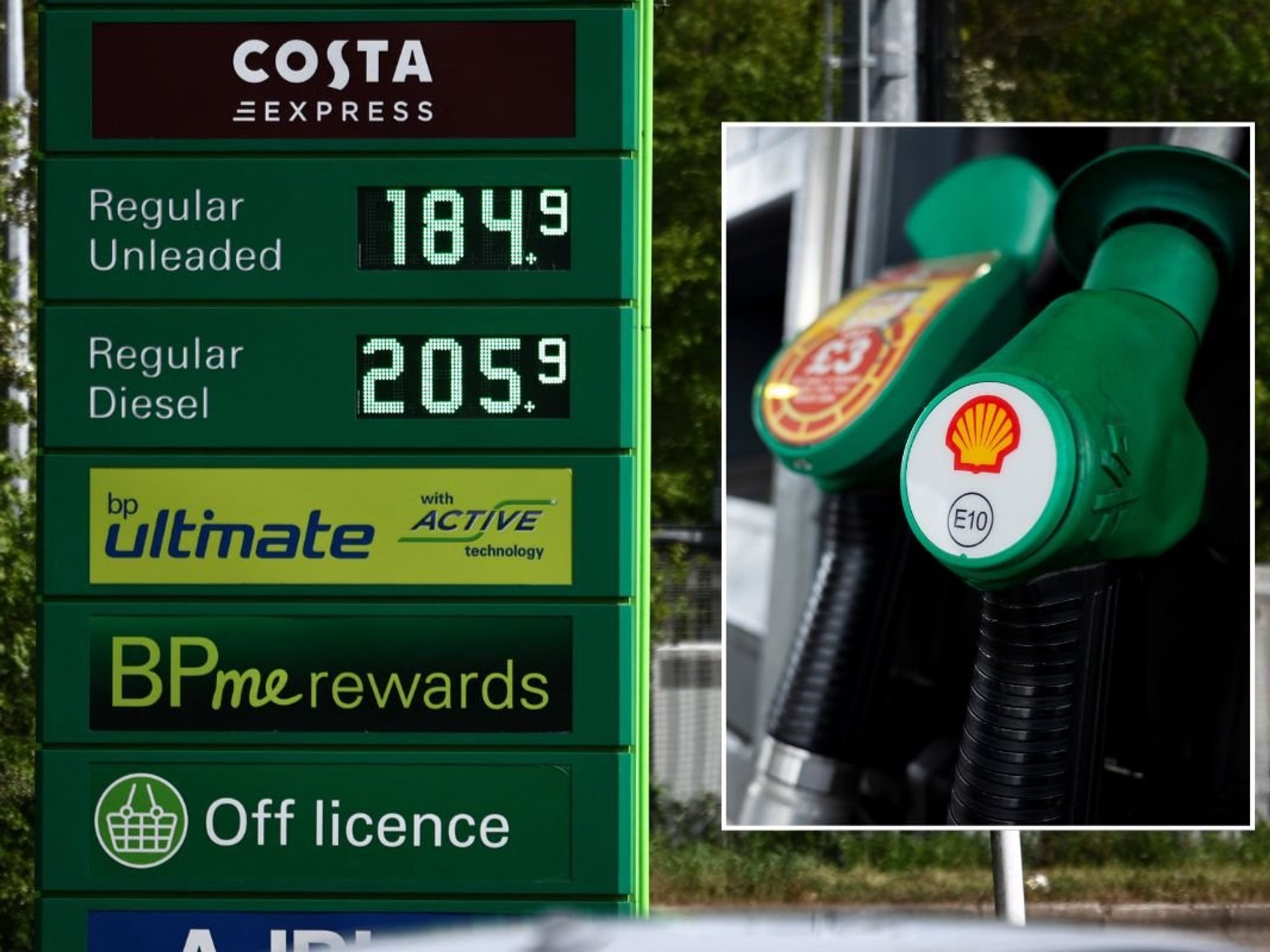 Expensive fuel prices and a petrol pump