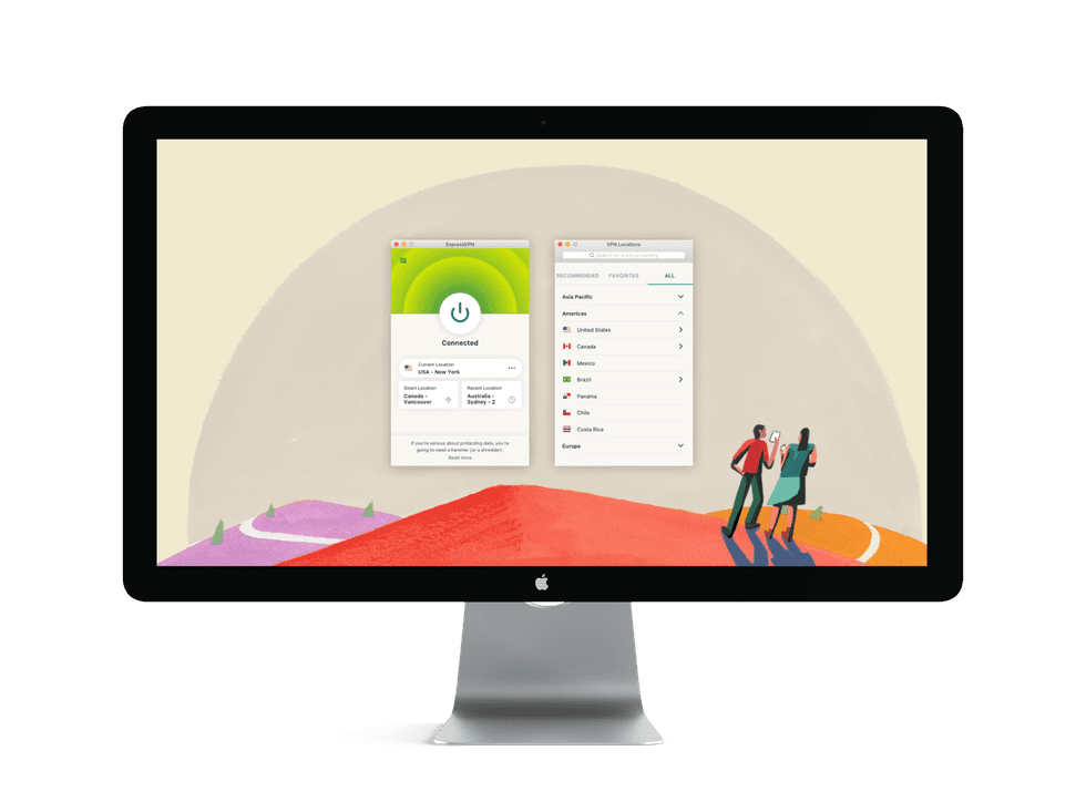 ExpressVPN running on an Apple Mac computer
