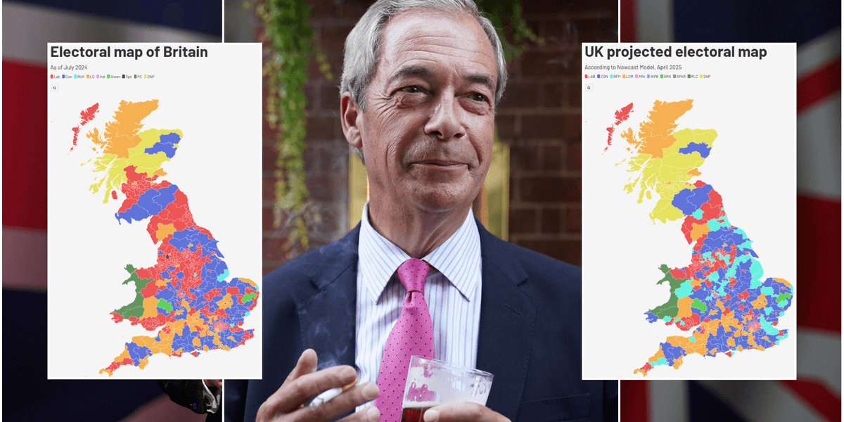 MAPPED: Labour tipped for electoral wipeout as Reform UK gain 142 seats – is yours turning turquoise?