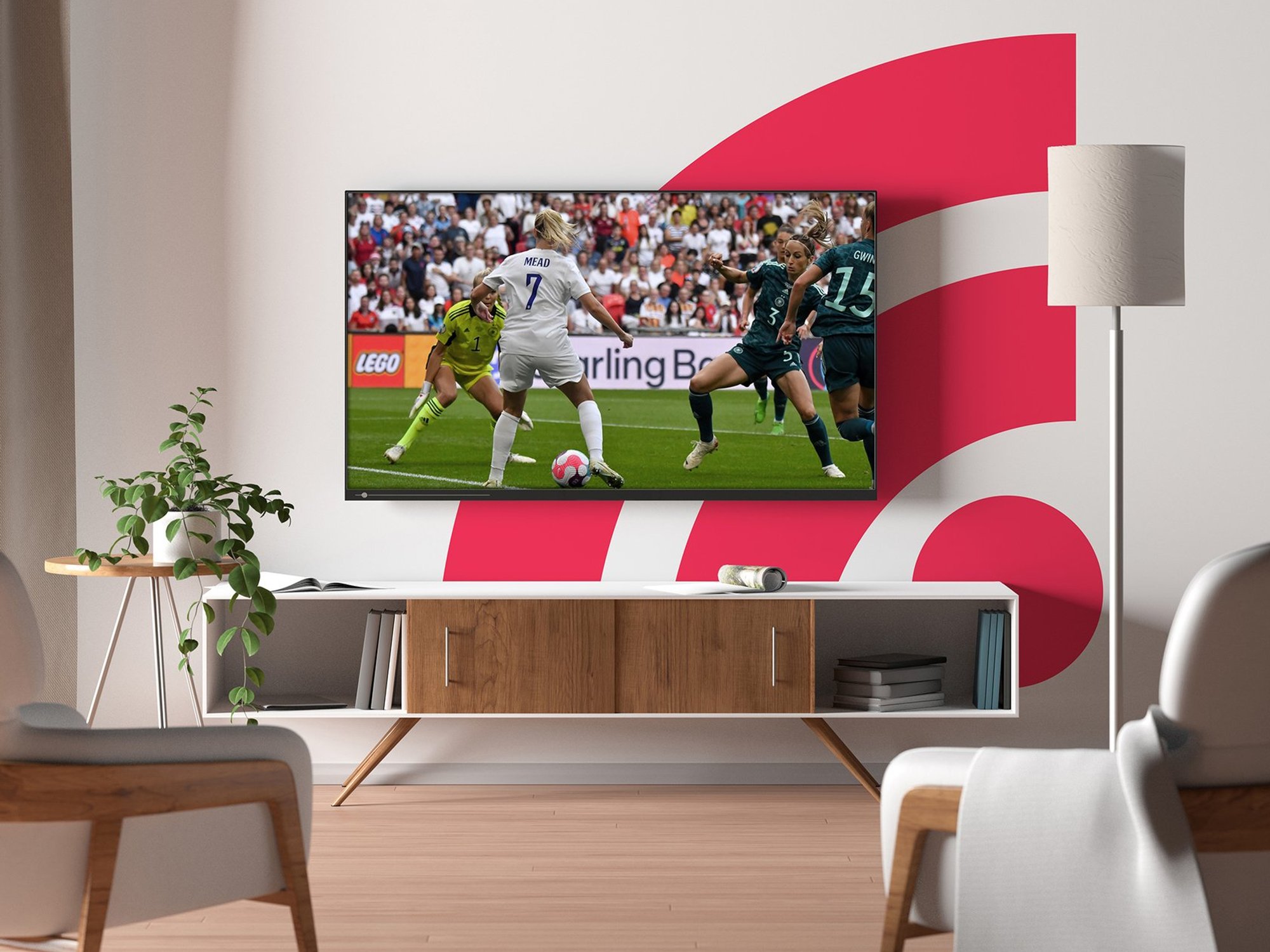 Freely logo behind a television with World Cup coverage