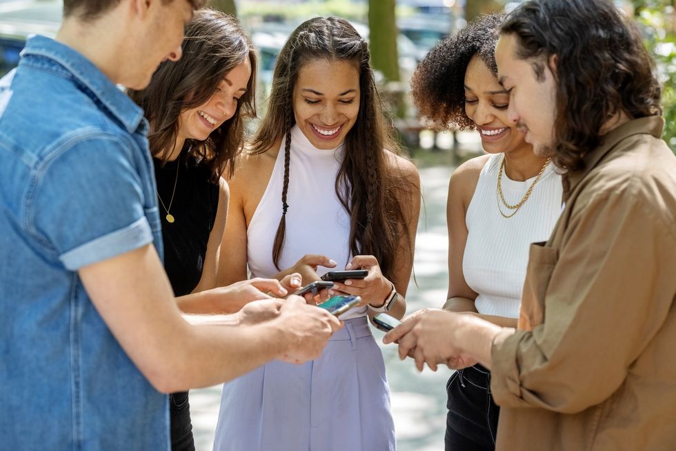 Friends texting in a group chat