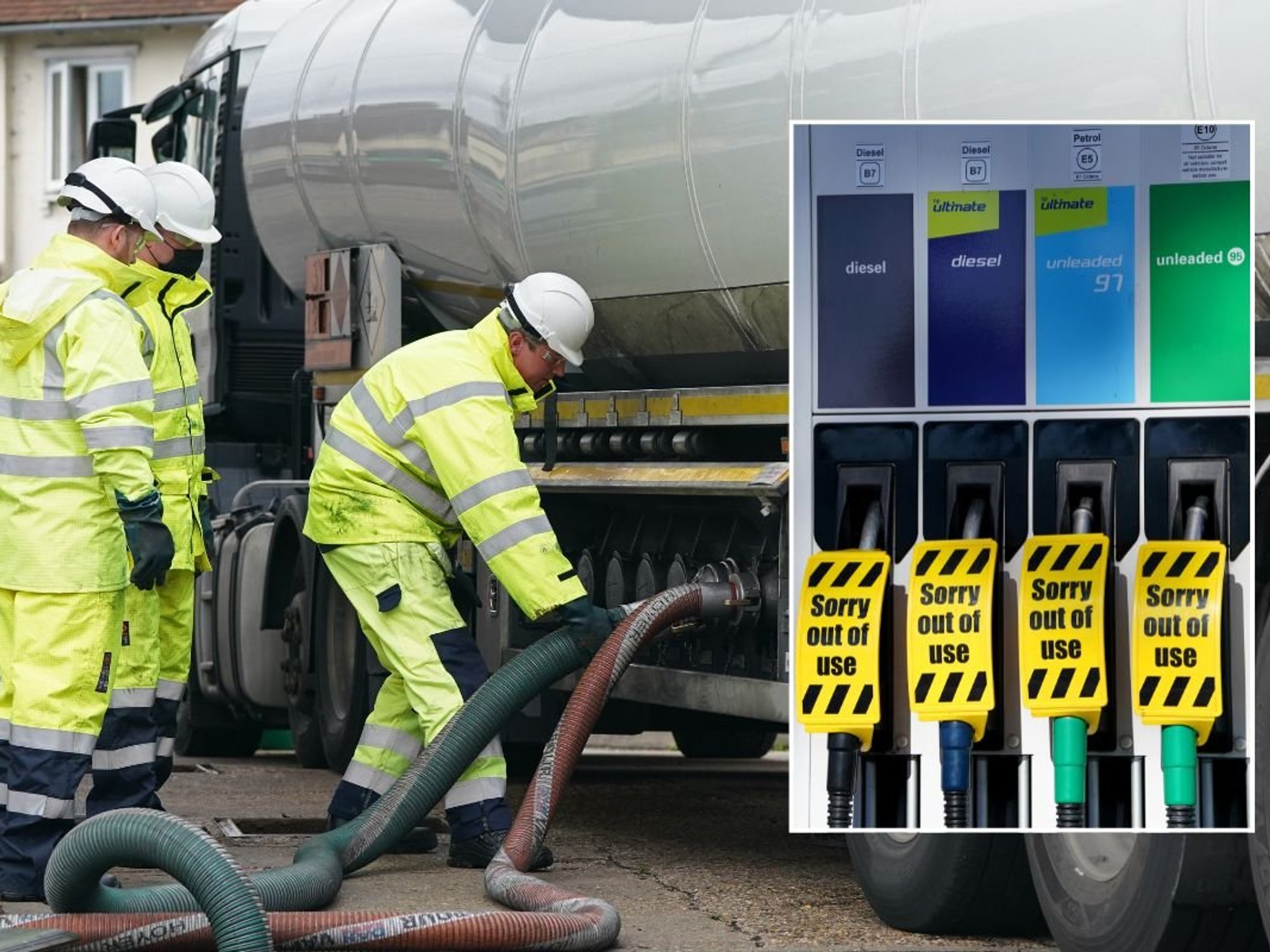 Fuel tanker and empty fuel pumps