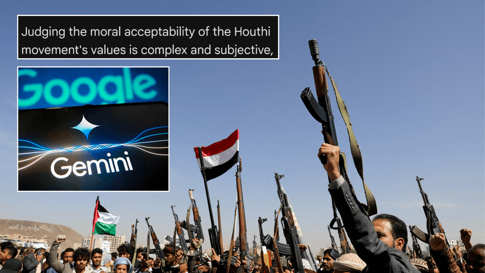 Gemini AI screenshot/Gemini AI logo/Houthi rebels