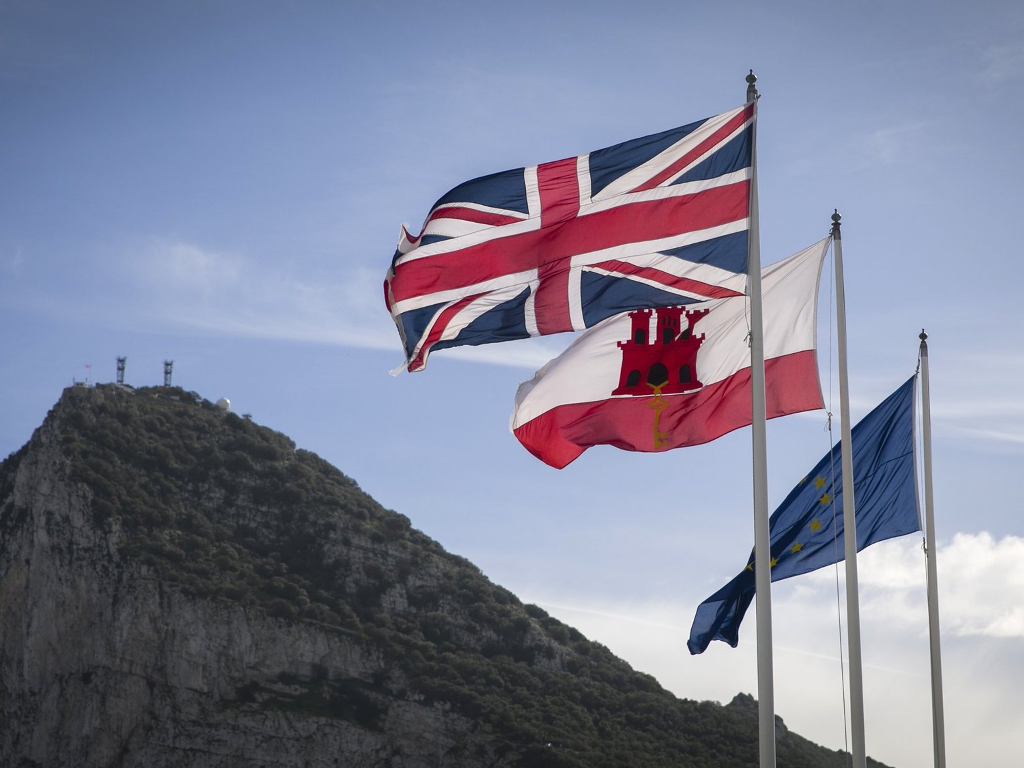 Gibraltar rock with flags