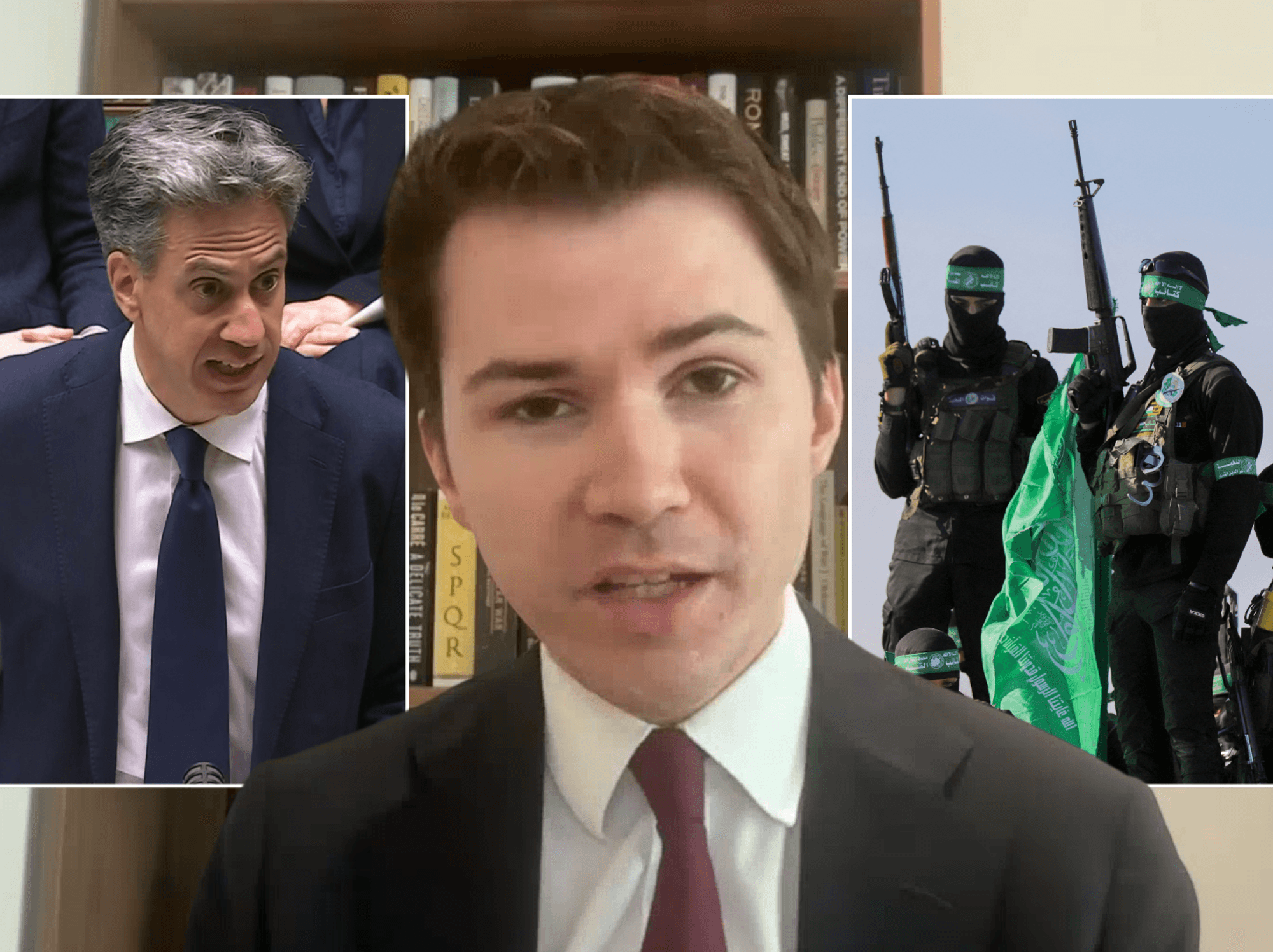 Gordon McKee, inserts: Ed Miliband, Hamas fighters