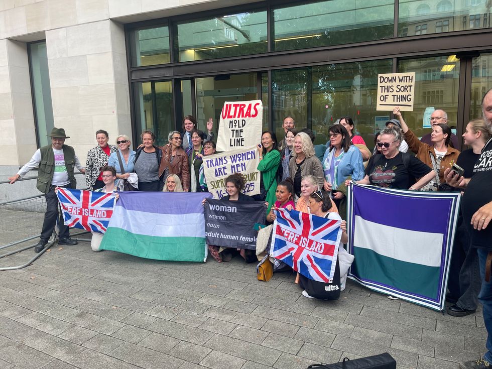 Graham Linehan supporters outside court