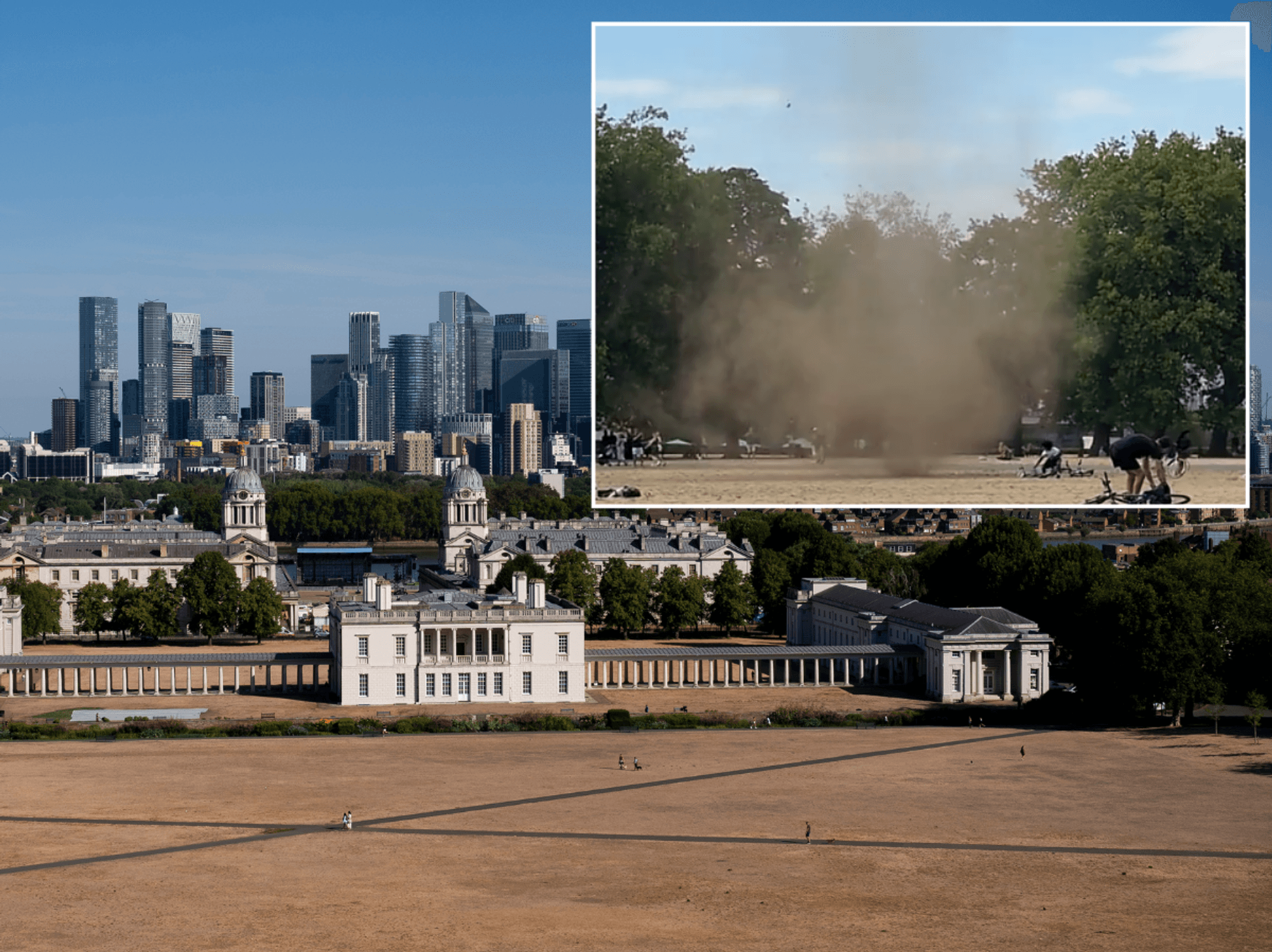 Greenwich Park inset with dust devil