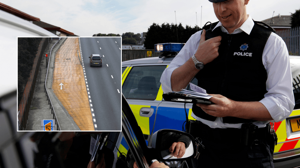 Hard shoulder and police stopping car