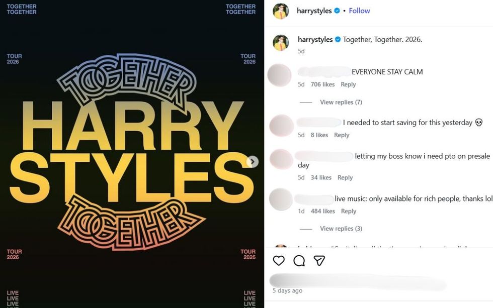 Harry Styles Instagram post
