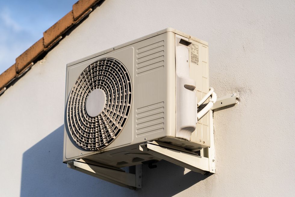 Heat pump outside house
