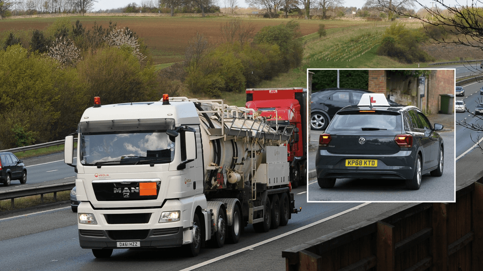 HGV on road and learner driver
