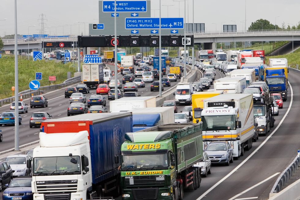 HGVs in traffic