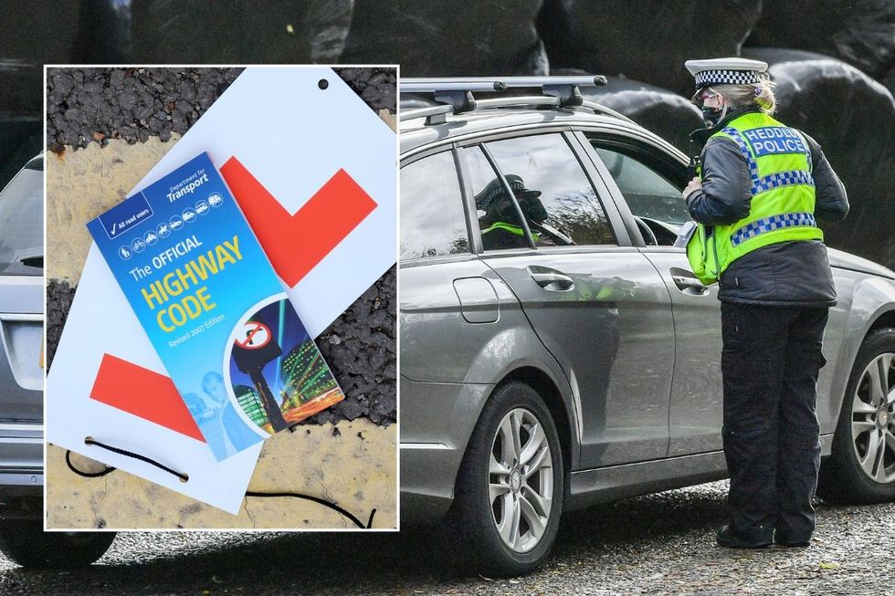 Highway Code and a police officer pulling a car over