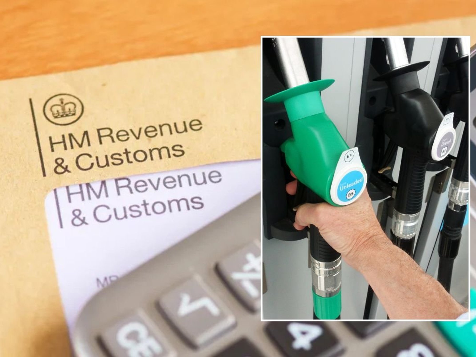 HMRC letter and a fuel pump