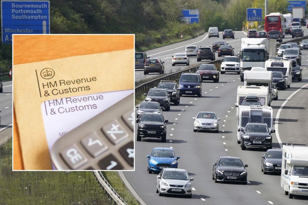 HMRC sign and a busy road