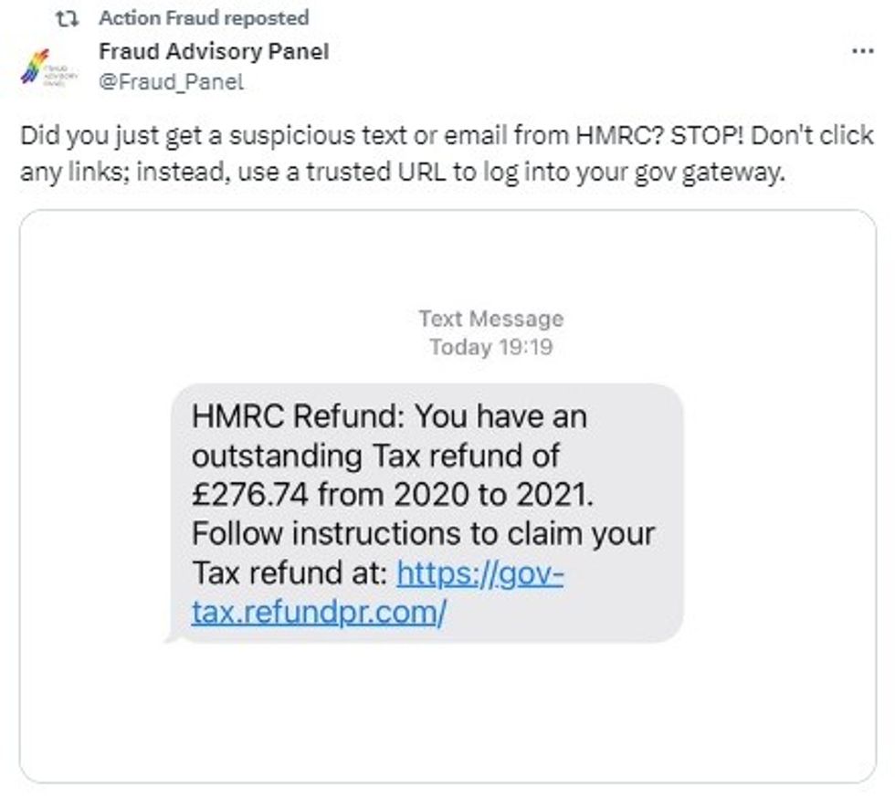 HMRC tax refund scam alert as Briton is sent suspicious text