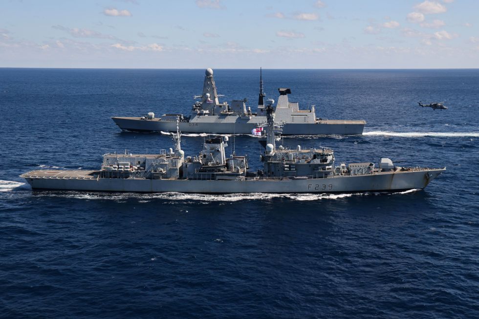 HMS Richmond (below) takes over from HMS Diamond (above) patrolling the Red Sea against Houthi attacks in 2024