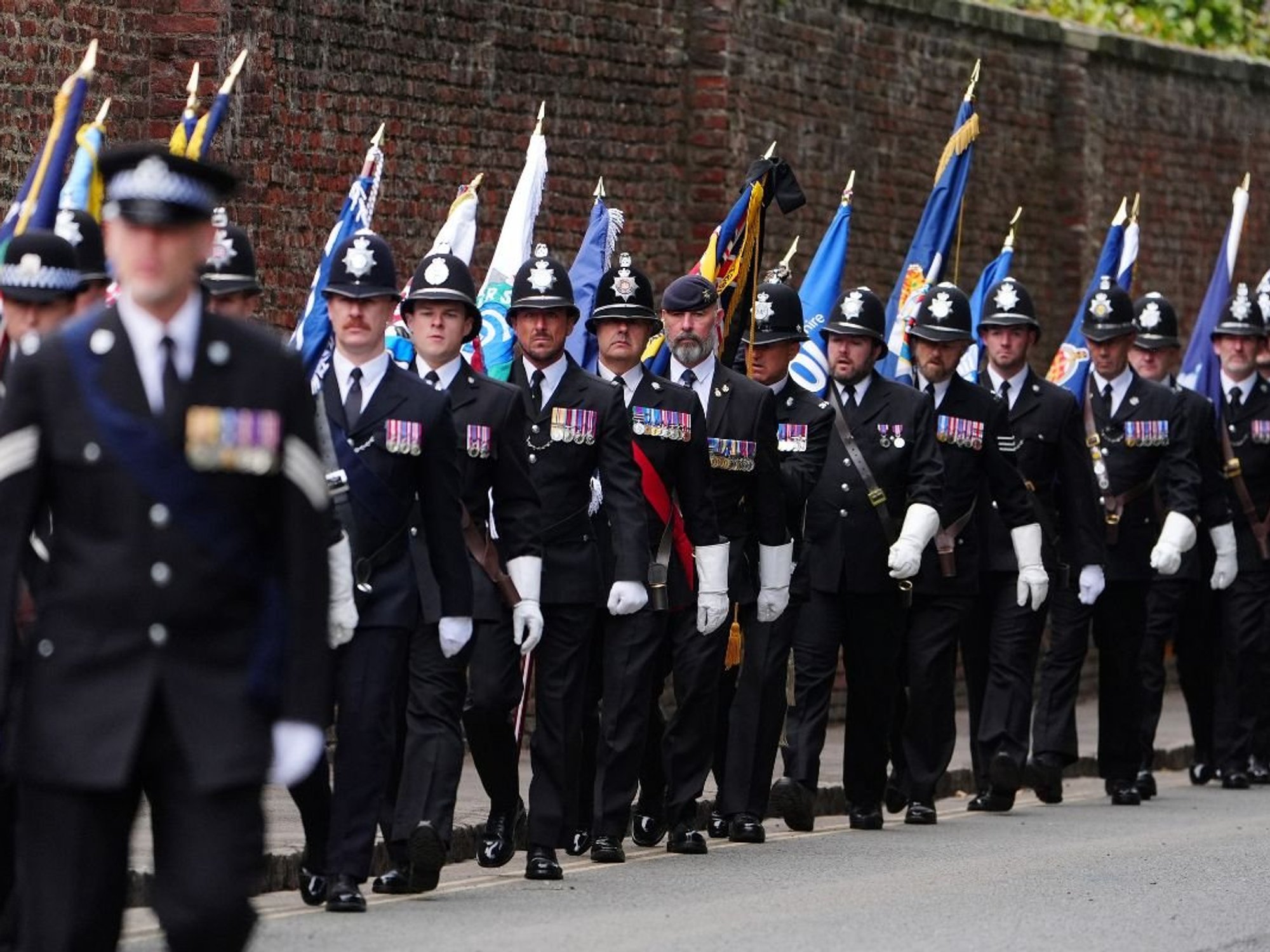 Hundreds of police officers gathered in Redcar