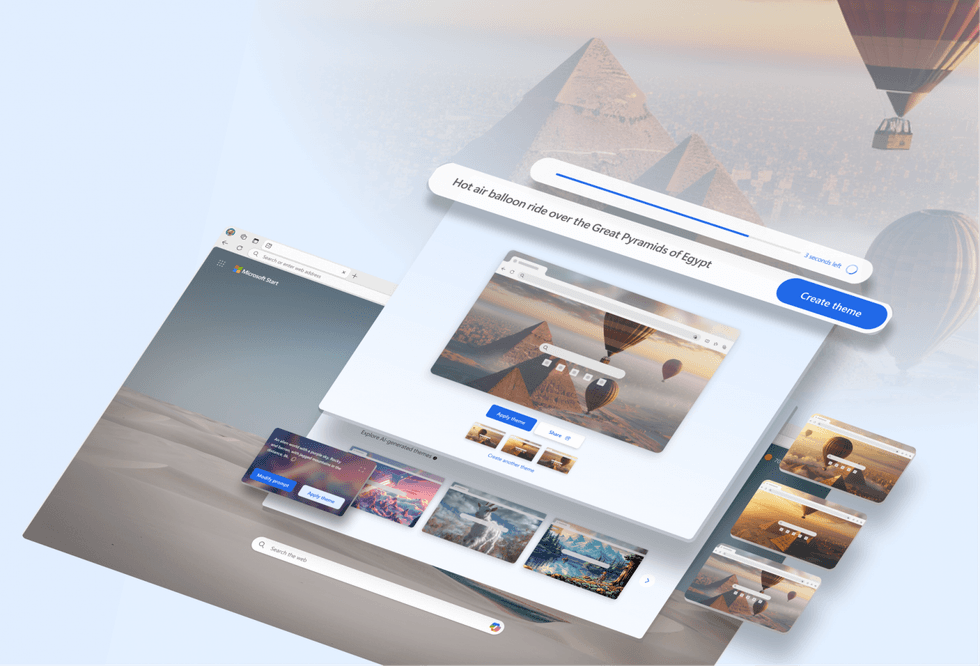 image showing themes being applied to microsoft edge web browser