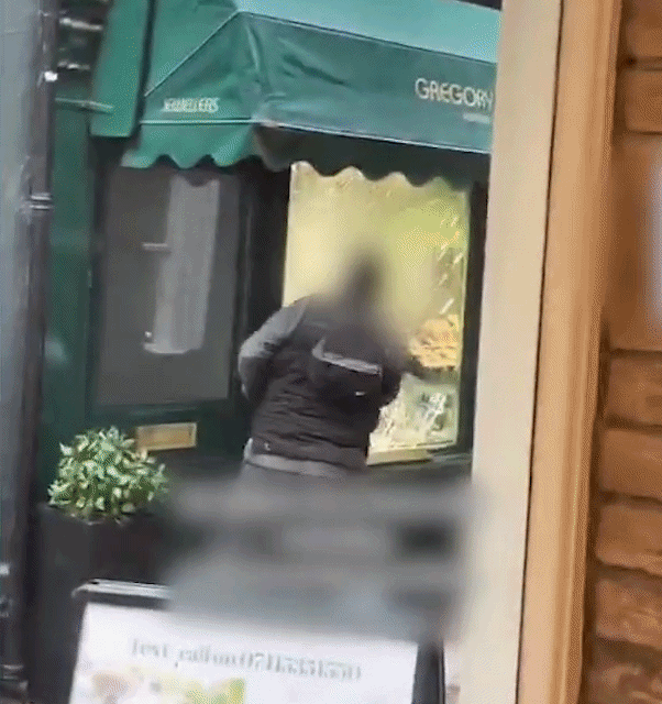 Watch moment brazen thieves smash jewellery shop windows with a sledgehammer in £200,000 robbery