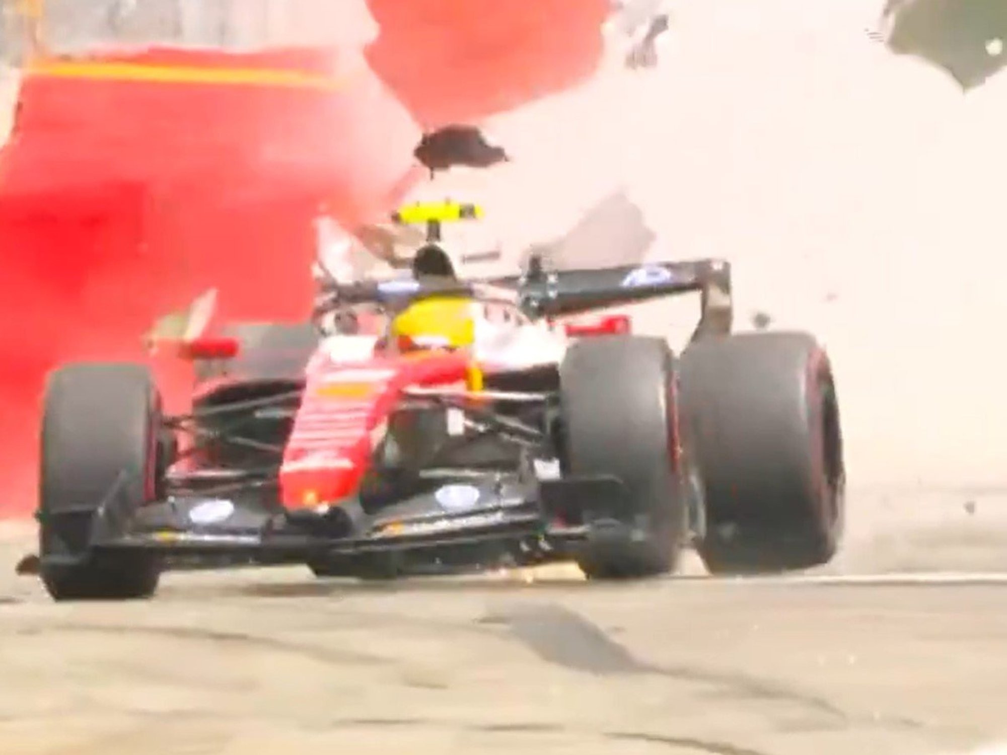 Lewis Hamilton apologises after huge Ferrari crash leaves Belgian Grand Prix in doubt