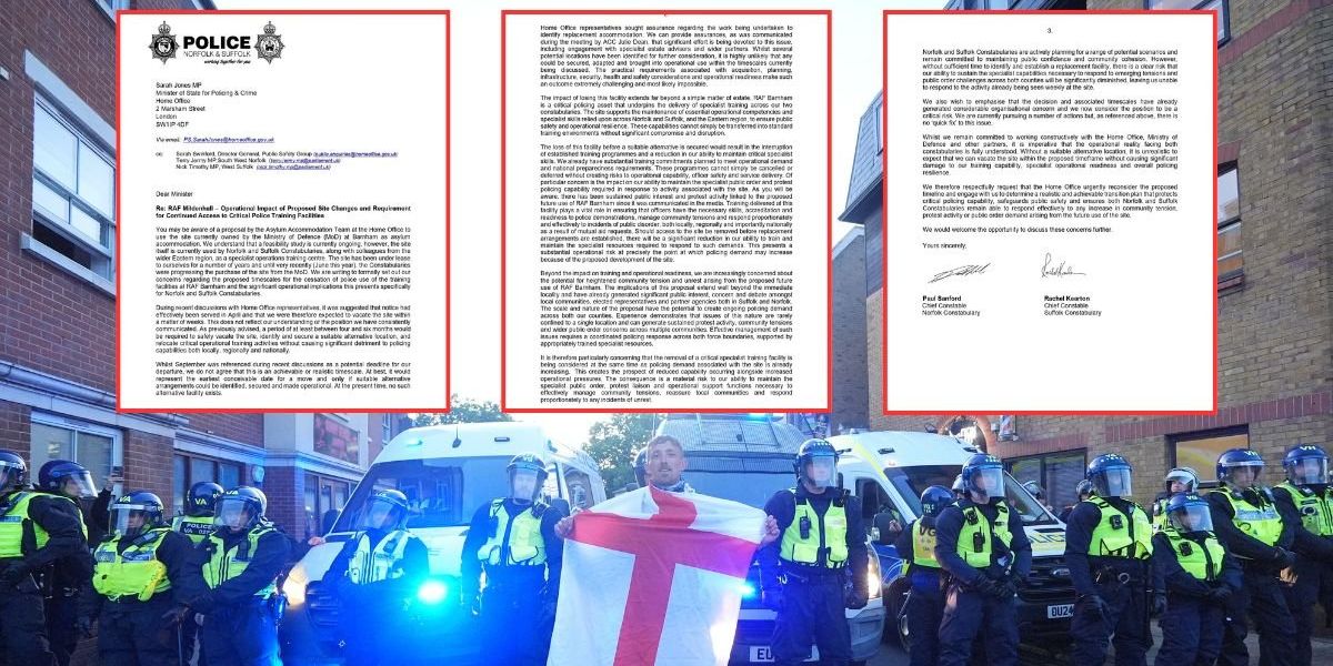 Police chiefs tell Home Office plan to house asylum seekers at RAF base poses ‘critical risk’