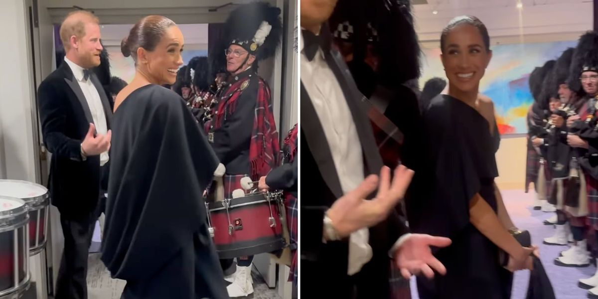 Meghan Markle jokes 'my husband loves bagpipes' as Harry joins in with musicians at gala