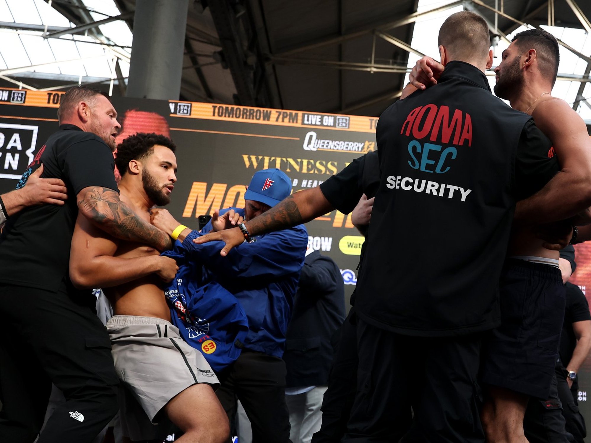 Moses Itauma and Filip Hrgovic explode at chaotic weigh-in as security rush to intervene