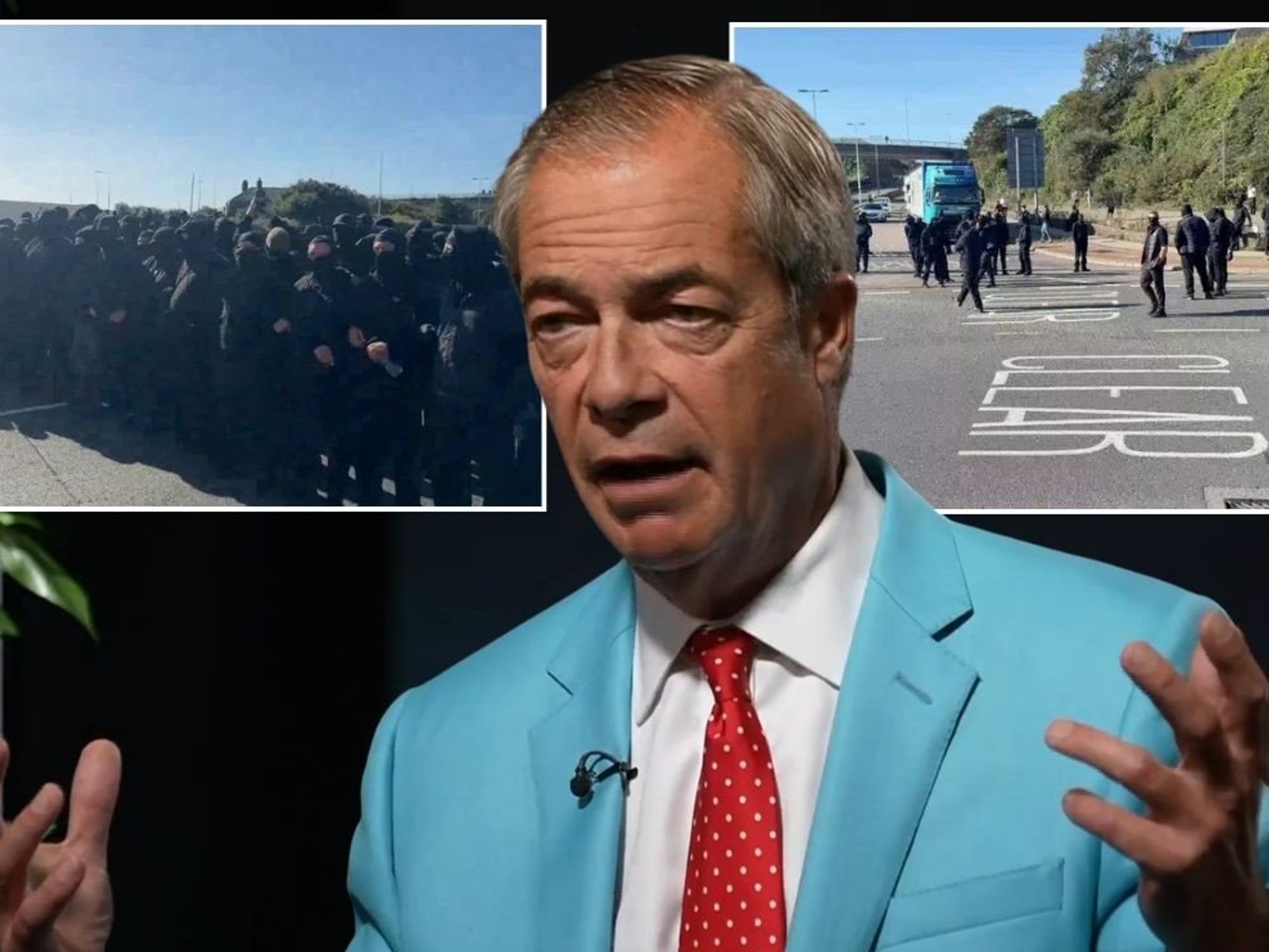 Nigel Farage blasts 'disgusting' black-clad balaclava-wearing protesters blocking Dover port