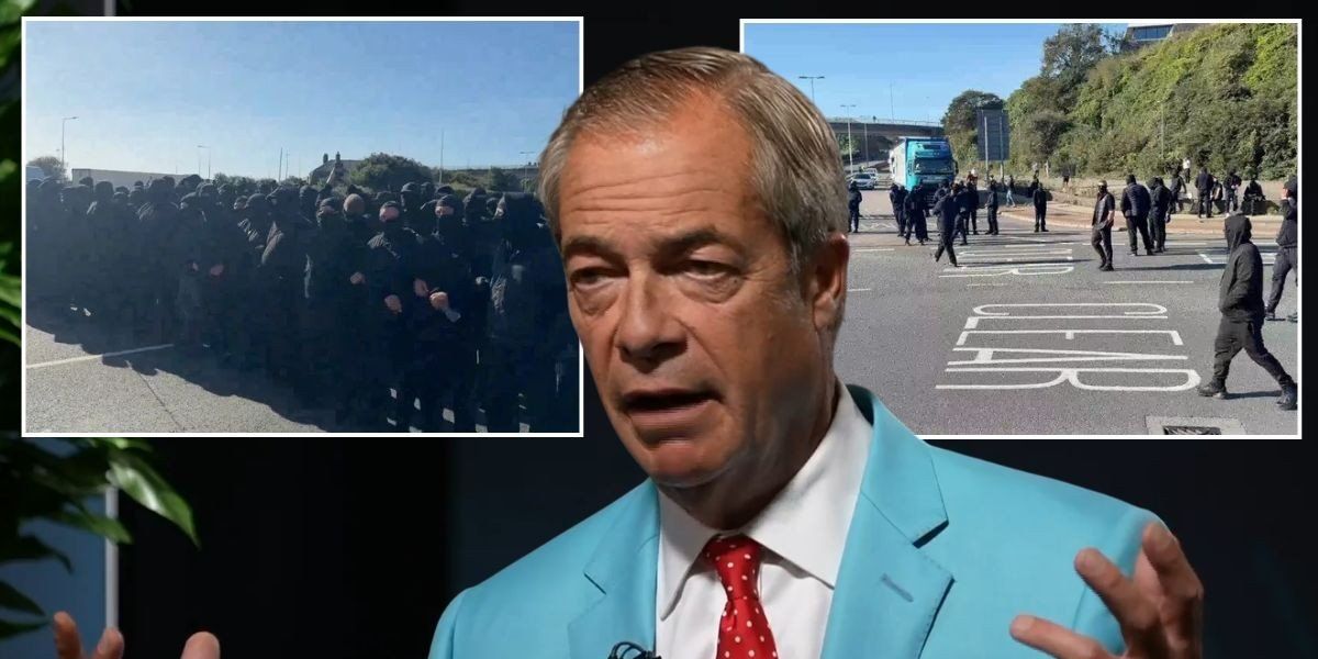 Nigel Farage blasts 'disgusting' black-clad balaclava-wearing protesters blocking Dover port