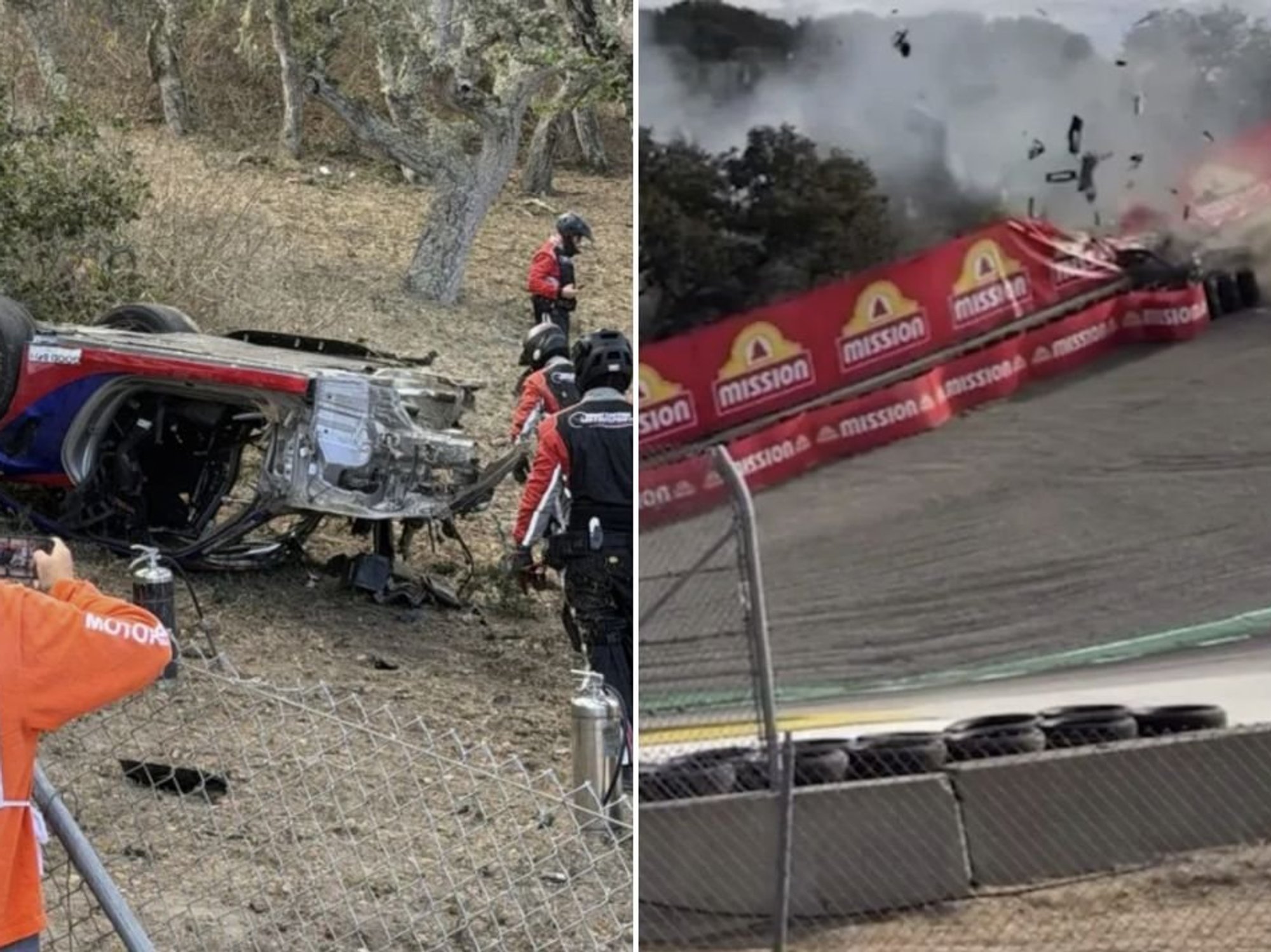 Horror crash sees Porsche driver escape death after racecar goes up in flames