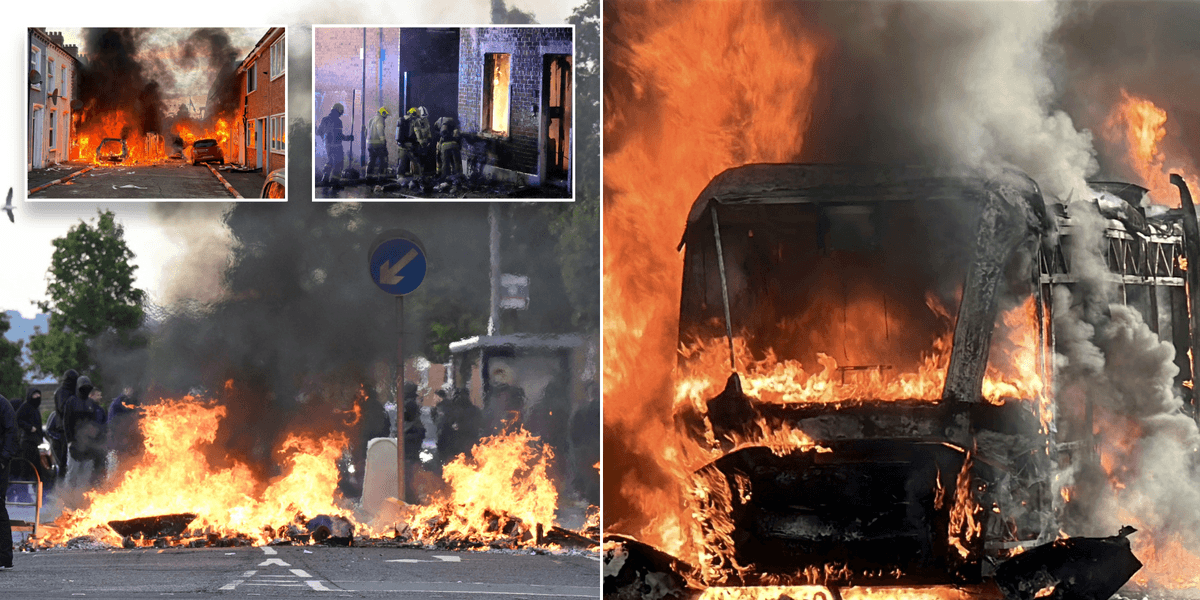 Belfast burns and fury boils over in Northern Ireland as hundreds protest after 'migrant knife attack'