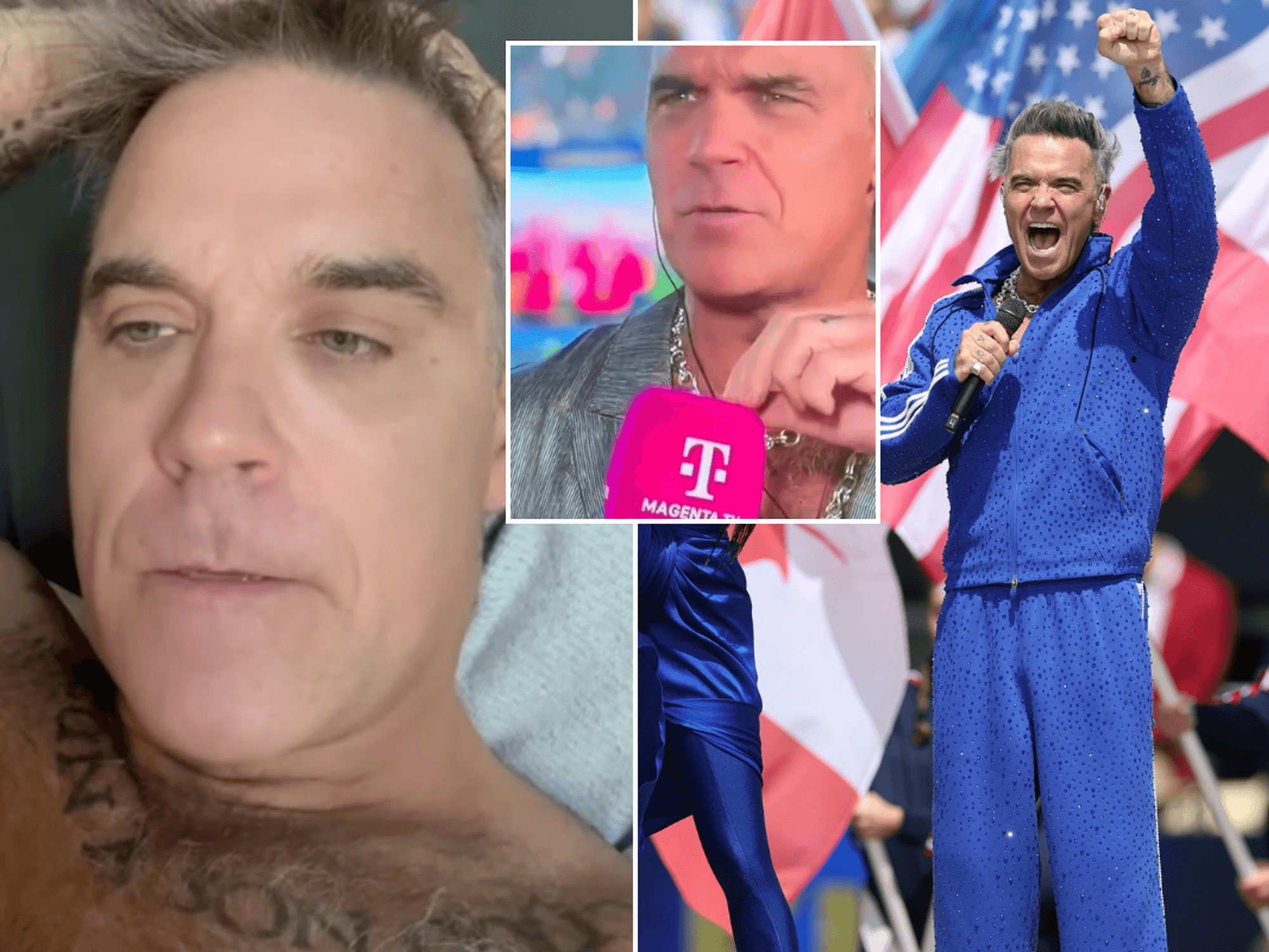 Robbie Williams breaks silence as fans left concerned by 'white object' blunder during live TV interview