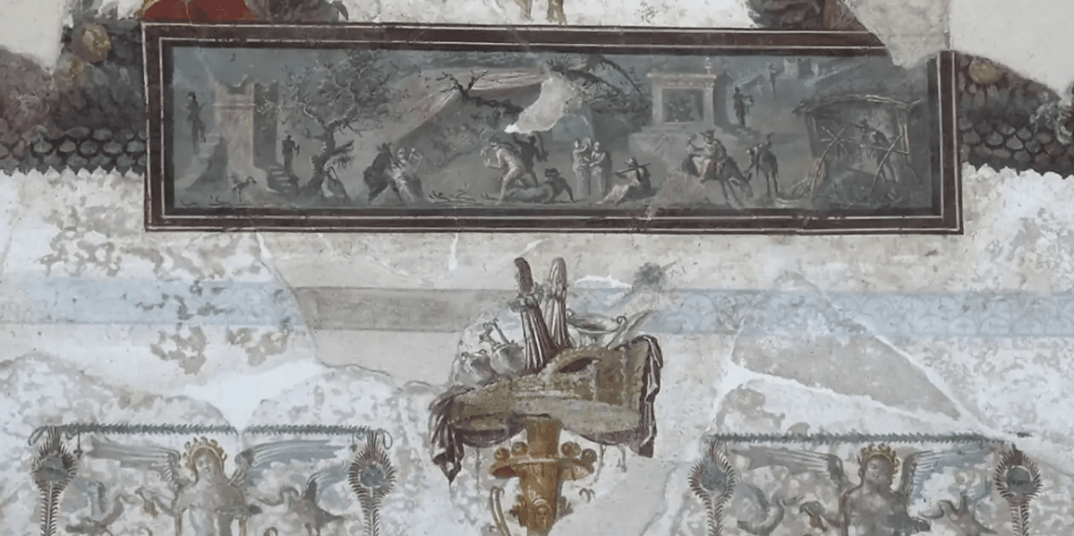 Archaeologists uncover stunning Pompeii fresco in ancient banquet hall depicting famous Greek myth