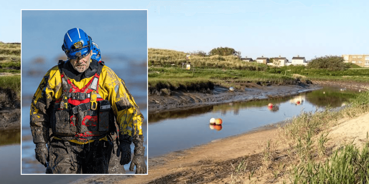Man trapped in coastal mud rescued with just minutes to spare before incoming tide swallowed him