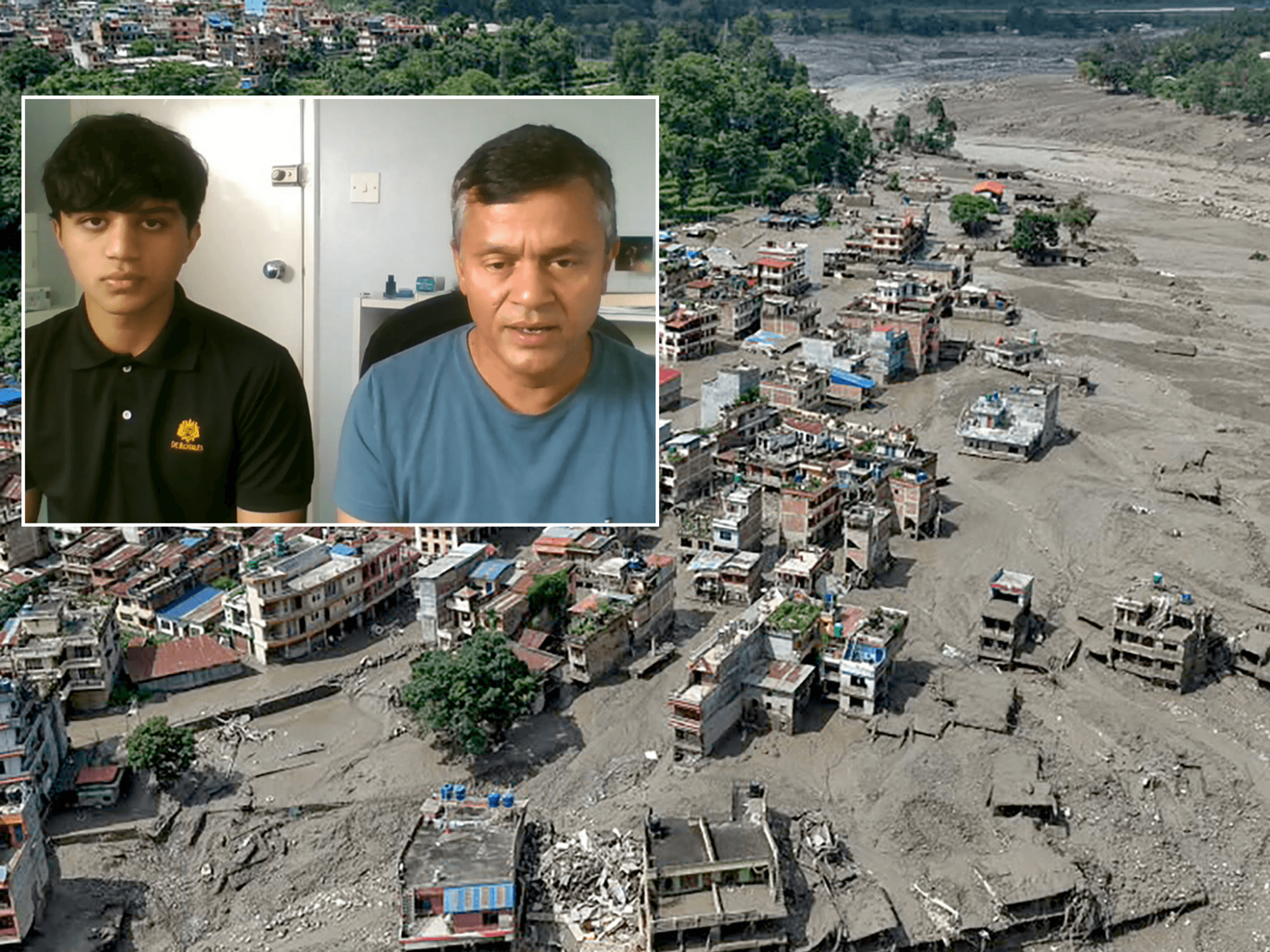 Impact of flash floods in Nepal, insert: Rajendra and Suraj Pudasaini