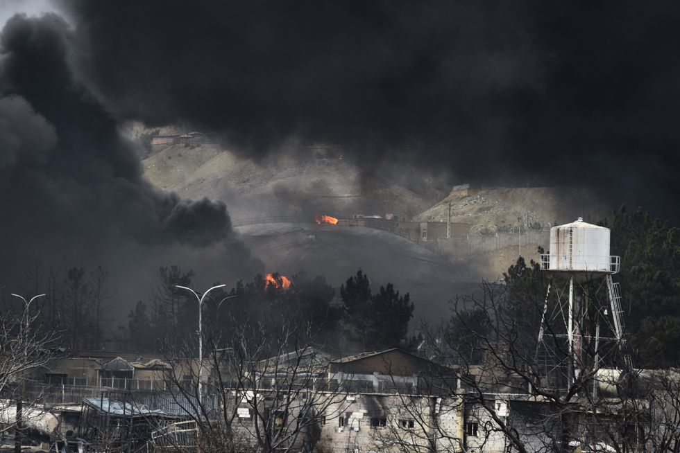 Iranian oil facility after being hit by strikes