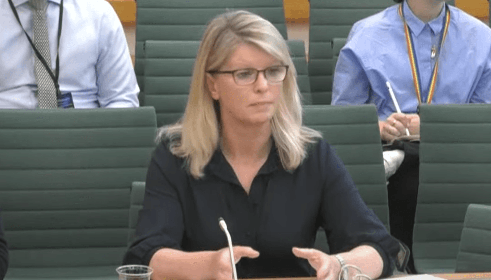 ITV secretary Kyla Mullins speaking to MPs