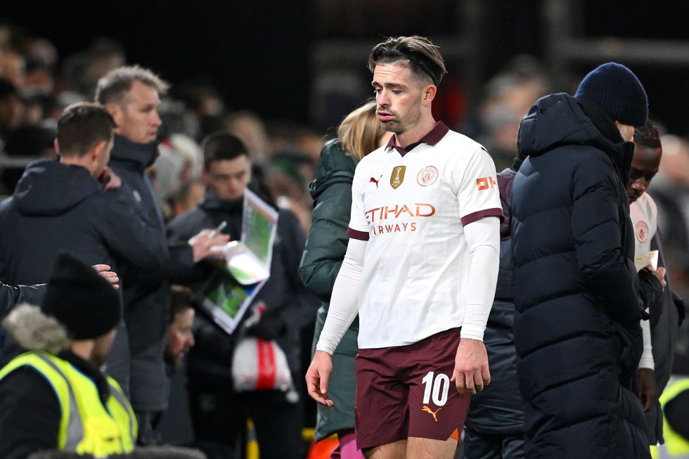 Jack Grealish looked distraught as he went off
