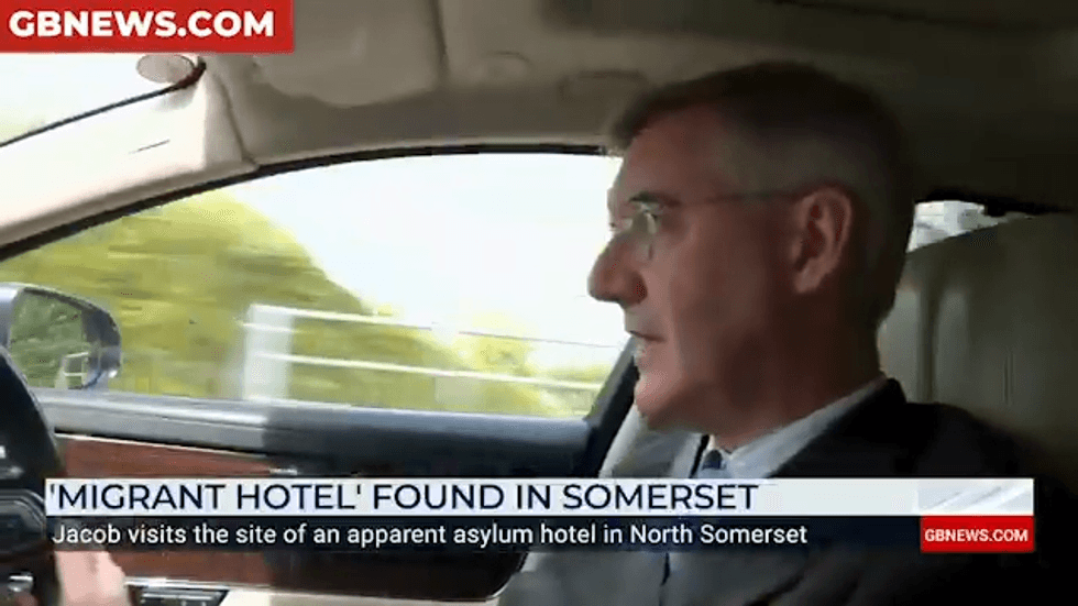 Jacob Rees-Mogg visits the site of an apparent asylum hotel