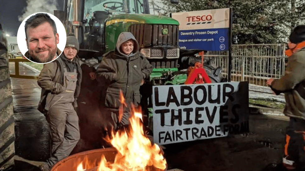 James Wright (left), farmers' protest