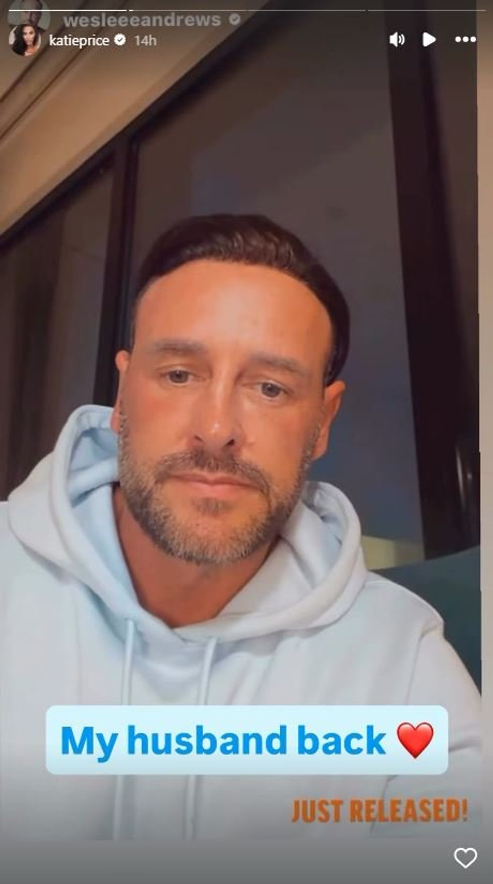 Katie Price celebrated seeing her husband back on Instagram