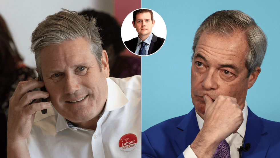 Keir Starmer (left), Nigel Farage (right)