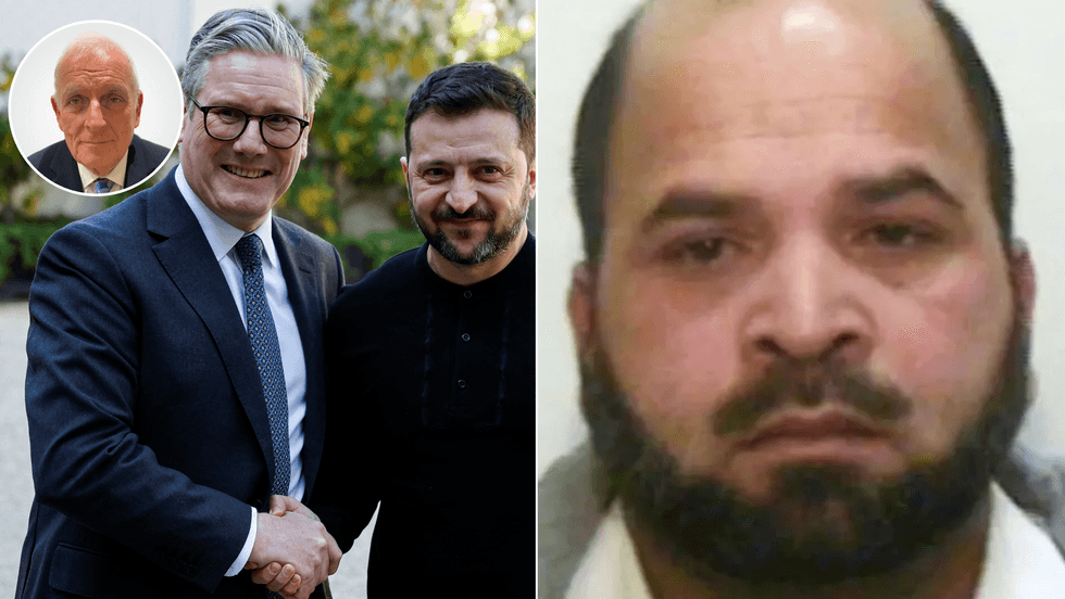 Keir Starmer (left), Volodymyr Zelensky (second left), Qari Abdul Rauf (right)